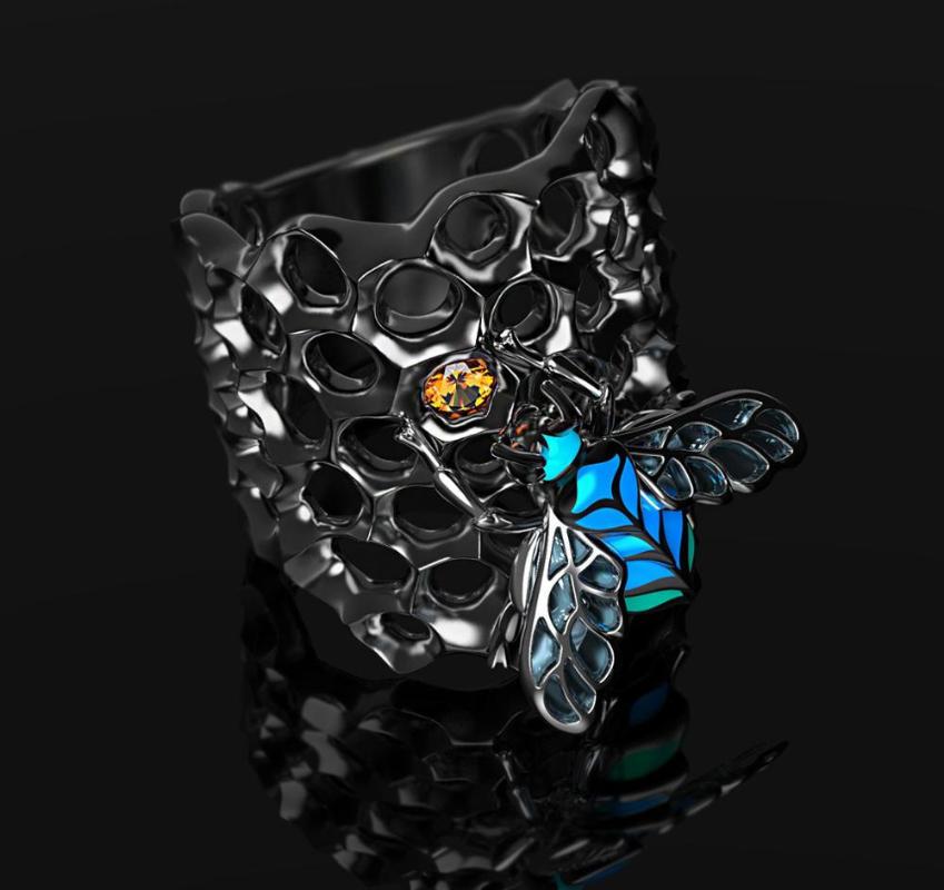Creative new Epoxy blue bee honeycomb ring European and American exaggerated punk ring fashion jewelry party women rings
Creative new Epoxy blue bee honeycomb ring European and American exaggerated punk ring fashion jewelry party women rings