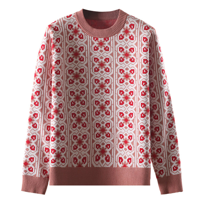 Vintage Sweet Multicolored Plaid Jacquard Knit Sweater Women Loose Long Sleeve Ladies Pullovers Casual Pull Femme C-424 201224