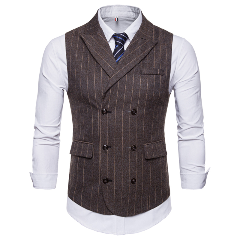 Striped Suit Vest MenSpring Autumn Jacket Sleeveless Vintage Tweed Double-breasted Dress Vest For Men Fashion Waistcoat, Brown
Striped Suit Vest MenSpring Autumn Jacket Sleeveless Vintage Tweed Double-breasted Dress Vest For Men Fashion Waistcoat, Brown