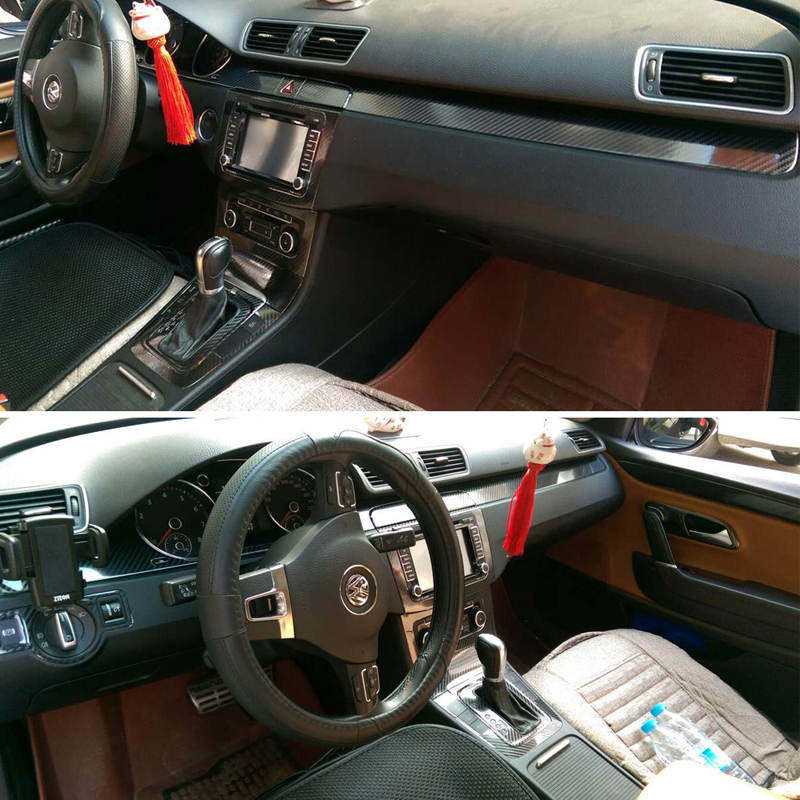 For Volkswagen VW CC/Passat B7 Interior Central Control Panel Door Handle 5D Carbon Fiber Stickers Decals Car styling Accessorie