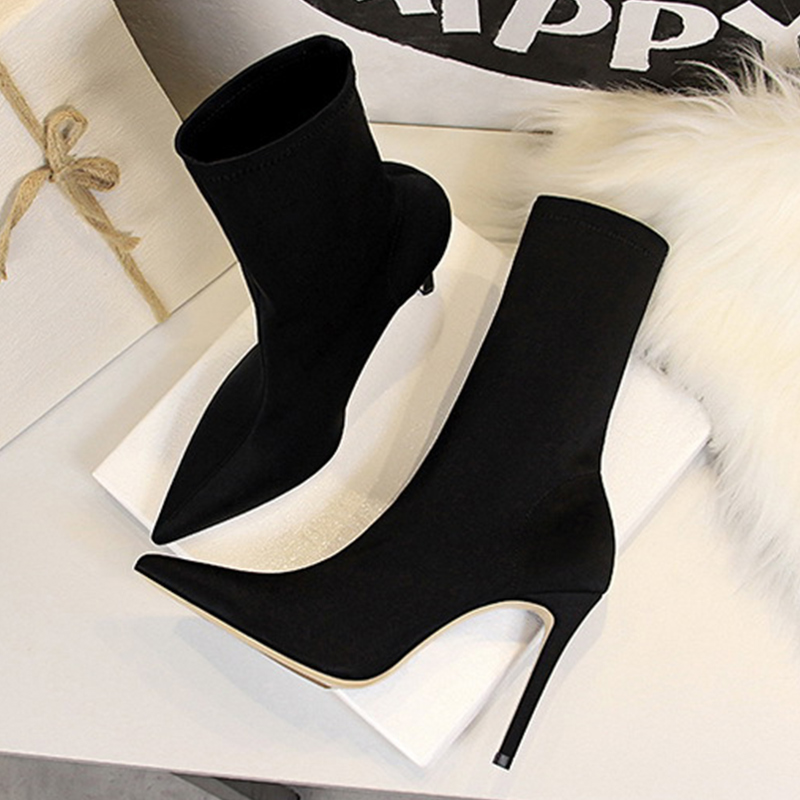 Sexy High Heel Sock Boots Women Mid-Calf Boots Pointed Stretch Fabric Thin Heeled Women Autumn Winter Shoes Female Booties, 315-1beige
Sexy High Heel Sock Boots Women Mid-Calf Boots Pointed Stretch Fabric Thin Heeled Women Autumn Winter Shoes Female Booties, 315-1beige