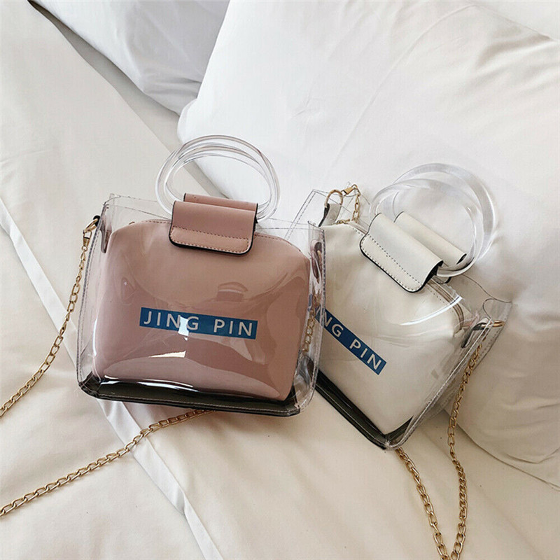 Fashion Women Transparent Handbag Beach Bag Clear Jelly Purse Clutch PVC PU Tote, Pink
Fashion Women Transparent Handbag Beach Bag Clear Jelly Purse Clutch PVC PU Tote, Pink