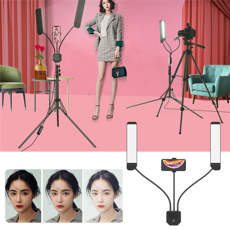 Portable soft light double arm fill light led ring with tripod bracket for selfie photography video live studio makeup
Portable soft light double arm fill light led ring with tripod bracket for selfie photography video live studio makeup