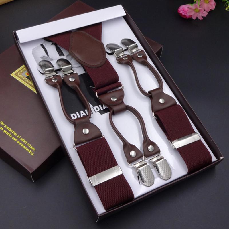 vintage Leather elastic woven tape alloy 6 clips male casual suspenders commercial western-style trousers man's braces strap #5
vintage Leather elastic woven tape alloy 6 clips male casual suspenders commercial western-style trousers man's braces strap #5