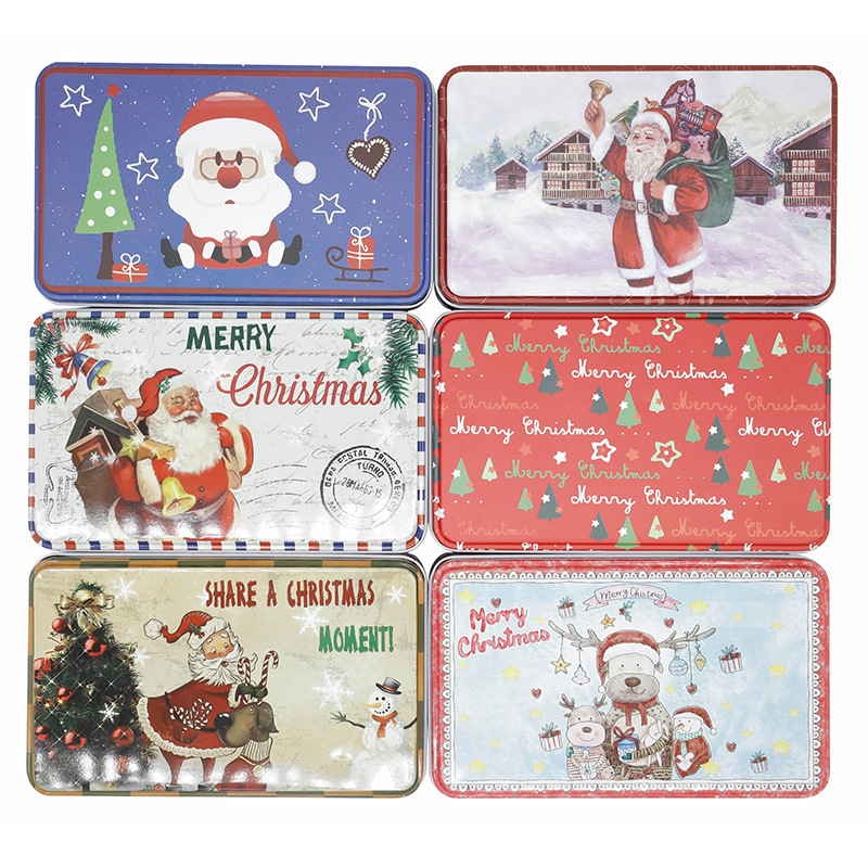 Gift Wrap 1pc Christmas Gifts Box Tin Santa Claus Metal Cookies Xams For Kids Rectangle Candy And Packaging