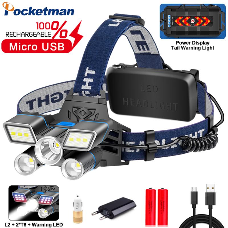 Brightes Red/Blue/White Light LED Headlamp L2+ 2*T6 Headlight USB Rechargeable Head Light with Tail Warning Waterproof
Brightes Red/Blue/White Light LED Headlamp L2+ 2*T6 Headlight USB Rechargeable Head Light with Tail Warning Waterproof