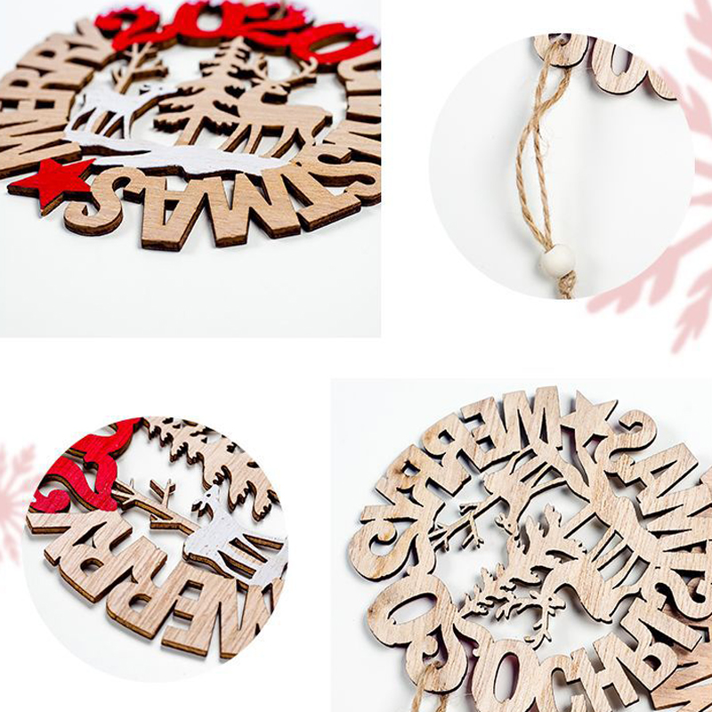 2020 New Year Xmas Tree Ornament Wood Hanging Christmas Decorations for Home Christmas Elk Pendants Noel Kids Gift Navidad Decor