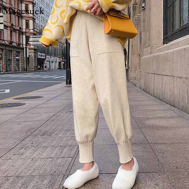 Korean Style Women High Waist Loose Knitted Trousers Autumn Winter Harem Pants Solid Wild Female Pantalon Casual Capri 11366, Gray
Korean Style Women High Waist Loose Knitted Trousers Autumn Winter Harem Pants Solid Wild Female Pantalon Casual Capri 11366, Gray