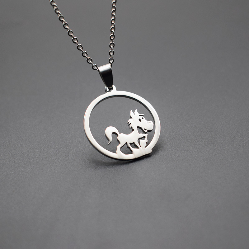 Elfin New Small Horse Necklaces Cute Stainless Steel Horse Circle Pendant Necklaces Women Jewellery
Elfin New Small Horse Necklaces Cute Stainless Steel Horse Circle Pendant Necklaces Women Jewellery