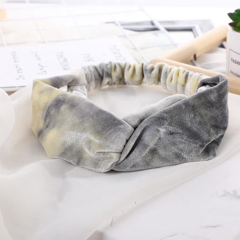 Tie Dyed Headband Twisted Knotted Hairbands Velvet Cross Head Band Elastic Women Girls Headwrap Outdoor Hair Accessories 9 Colors DW5929