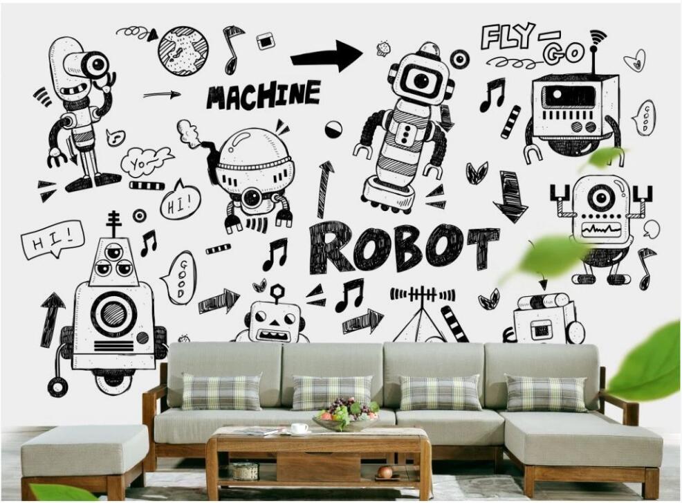 3d photo wallpaper custom mural Hand drawn doodle robot wallpaper black and white lineart home decor photo wallpaper in the living room, Non-woven wallpaper
3d photo wallpaper custom mural Hand drawn doodle robot wallpaper black and white lineart home decor photo wallpaper in the living room, Non-woven wallpaper