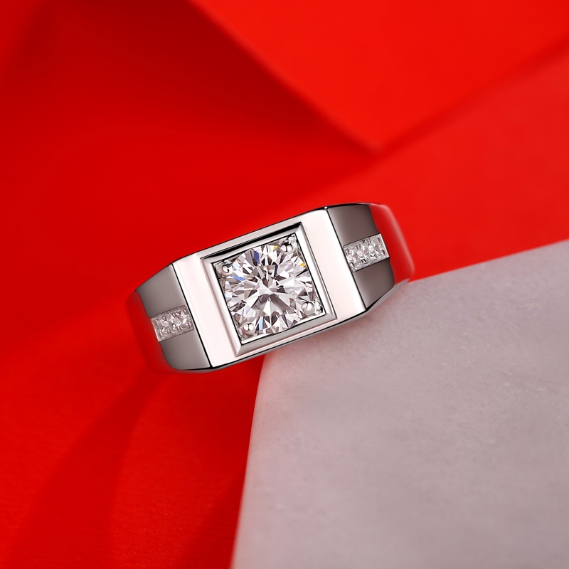 Yulaili Fashion Rings for Men 1 Carat Geometric Square Stereoeffect Rings Wedding Band Male Finger Ring Jewelry