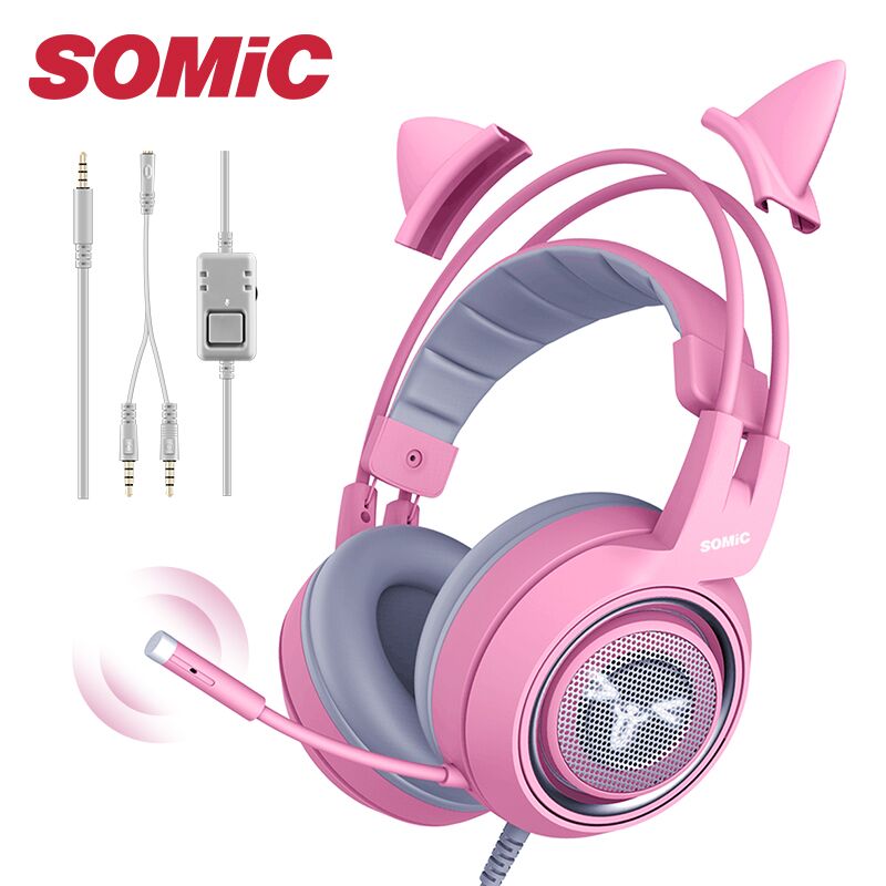 SOMiC G951S Wired Headset Gamer Pink Cat Ear Headste Cute Xbox Phone PC With Microphone 3.5mm Gaming Phone Overear Gamer
SOMiC G951S Wired Headset Gamer Pink Cat Ear Headste Cute Xbox Phone PC With Microphone 3.5mm Gaming Phone Overear Gamer