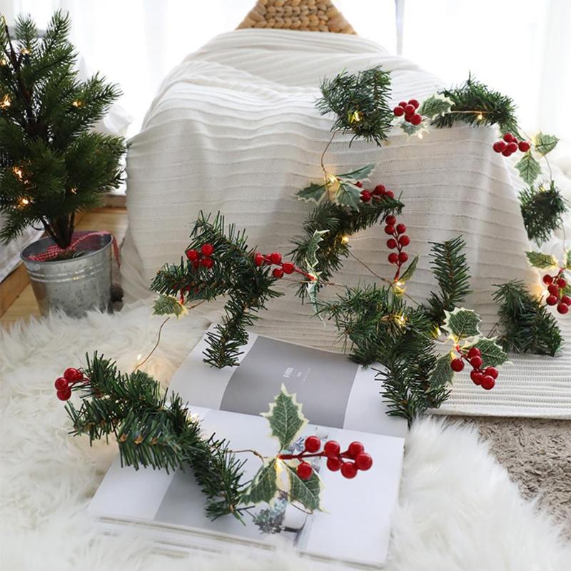 2m 20led Pine Needles Fairy Light Warm White LED Copper Wire String Lights for Christmas Tree Holiday Party Bedroom Decoration