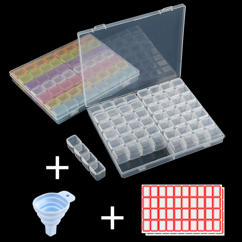 56/28 Cells Plastic Storage Box Sets for Diamond Painting Embroidery Accessories Tools Container Box Holder with Stickers Funnel
56/28 Cells Plastic Storage Box Sets for Diamond Painting Embroidery Accessories Tools Container Box Holder with Stickers Funnel