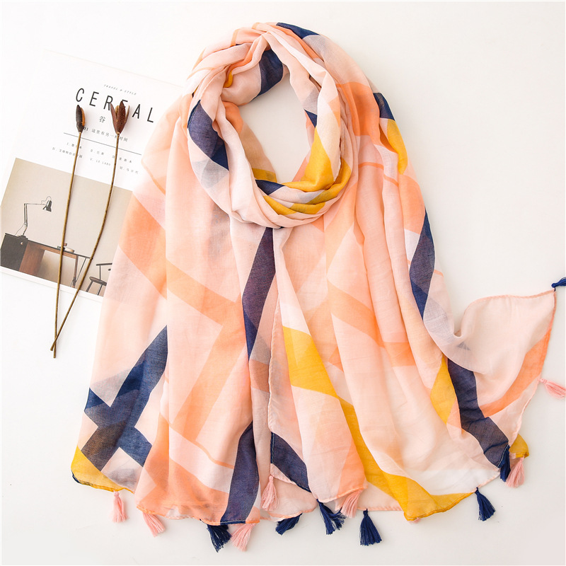 Geometric Printed Spring Women Scarf With Tassels Fashion Shawls and Wraps High Quality Viscose Hijab Scarves Beach Travel Shawl
Geometric Printed Spring Women Scarf With Tassels Fashion Shawls and Wraps High Quality Viscose Hijab Scarves Beach Travel Shawl