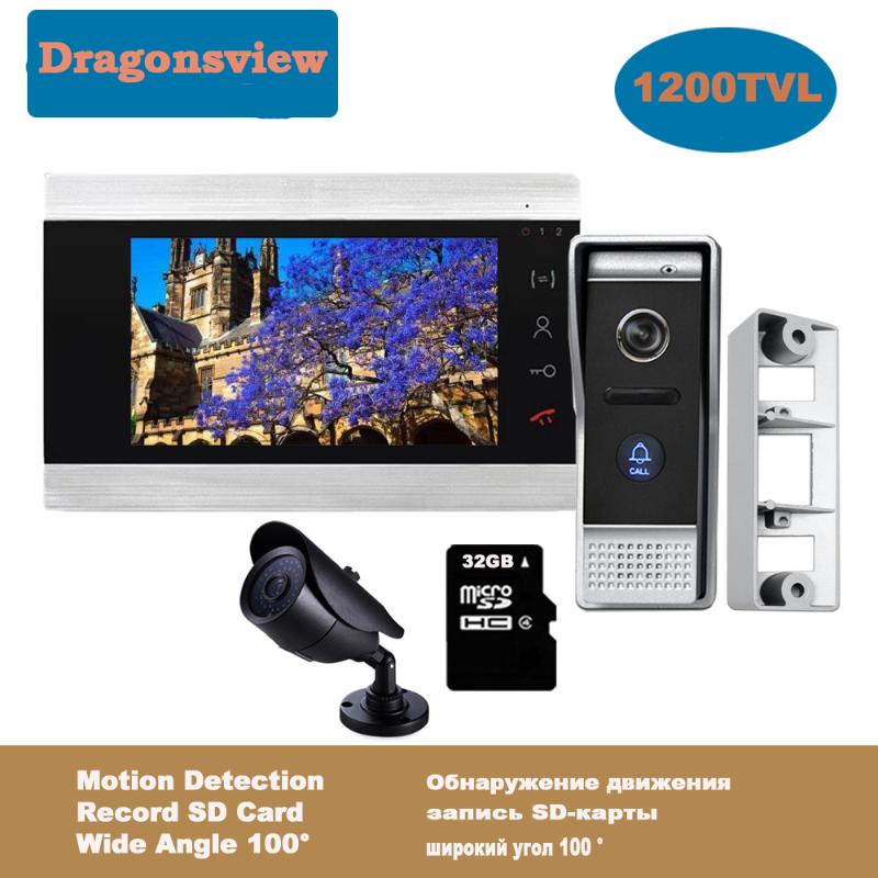 

Dragonsview 7 Inch Video Door Phone with Doorbell and CCTV Camera Home Security System Record Unlock Motion Alarm Day Night View