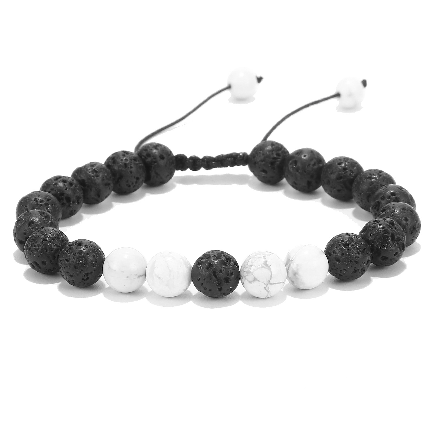 Natural Stone Lava Matte Adjustable Bracelet Men Women Black Volcanic Beads Buddha Yoga Weaving Bracelets Hand Braided Jewelry