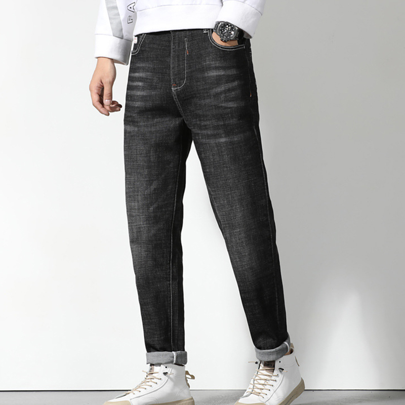 Men straight jeans pants loose plus size jeans autumn high-waist men stretch simple and lightweight business trousers, Black
Men straight jeans pants loose plus size jeans autumn high-waist men stretch simple and lightweight business trousers, Black