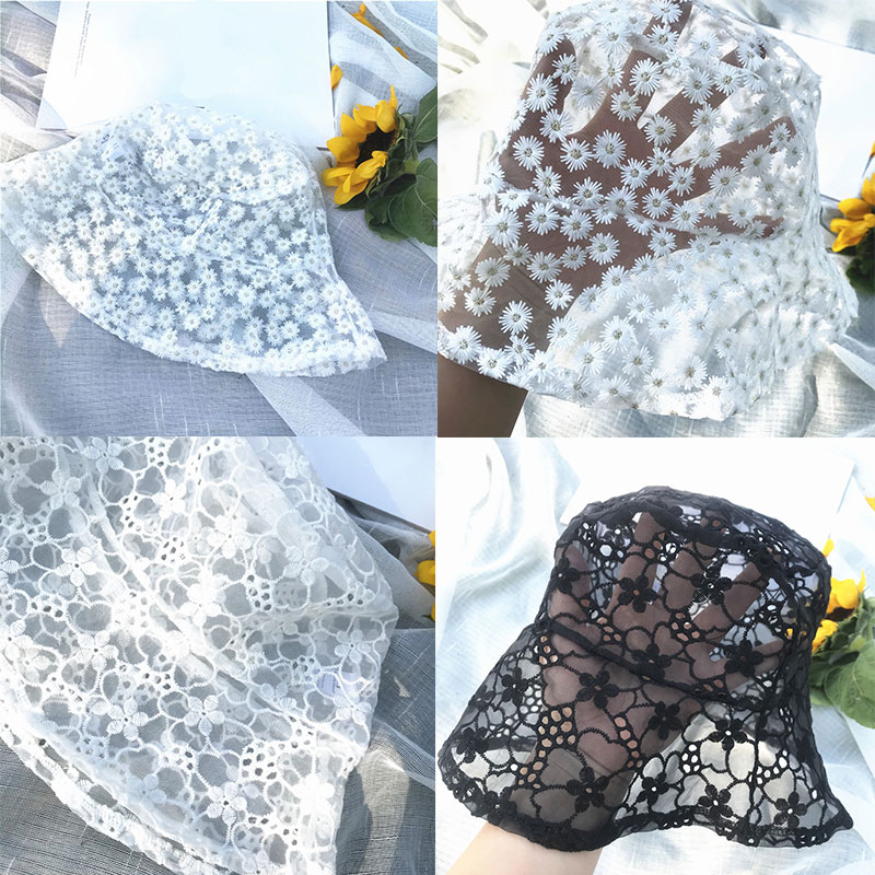 Summer Lace Cap Women Flowers Embroidery Hollow Bucket Hat Breathable Mesh Fisherman Hat Sunscreen White Sunhat Black Sun Caps
Summer Lace Cap Women Flowers Embroidery Hollow Bucket Hat Breathable Mesh Fisherman Hat Sunscreen White Sunhat Black Sun Caps