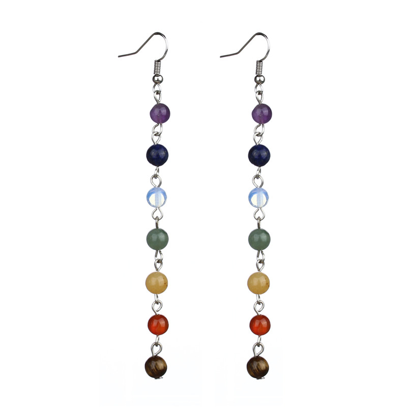 Women Earrings 7 Chakra Beads Yoga Reiki Rainbow Round Natural Stone Long Drop Silver Color Earrings Pendientes Mujer Moda
Women Earrings 7 Chakra Beads Yoga Reiki Rainbow Round Natural Stone Long Drop Silver Color Earrings Pendientes Mujer Moda