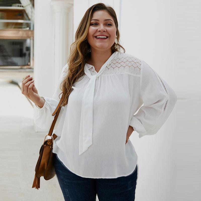 2020 Spring Plus Size Lace Female Top Fashion Bow Neckline Lantern Sleeve White Top Elegant High Quality Ladies Office Shirt 4XL
2020 Spring Plus Size Lace Female Top Fashion Bow Neckline Lantern Sleeve White Top Elegant High Quality Ladies Office Shirt 4XL