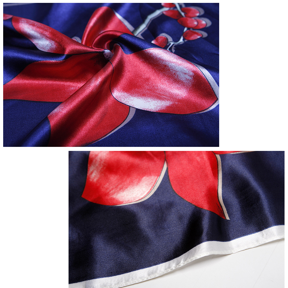 2019 Fashion Head Scarf For Women Floral Print Silk Satin Hijab Scarfs Female 90*90cm Square Shawls Kerchief Scarves For Ladies T200910
