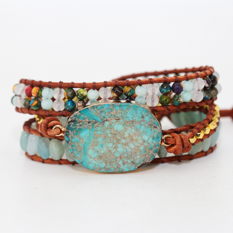 Fashion Bohemian Natural Stone Beads Leather Bracelets Handmade 3 Strands Beaded Wrap Bracelet for Women Jewelry
Fashion Bohemian Natural Stone Beads Leather Bracelets Handmade 3 Strands Beaded Wrap Bracelet for Women Jewelry