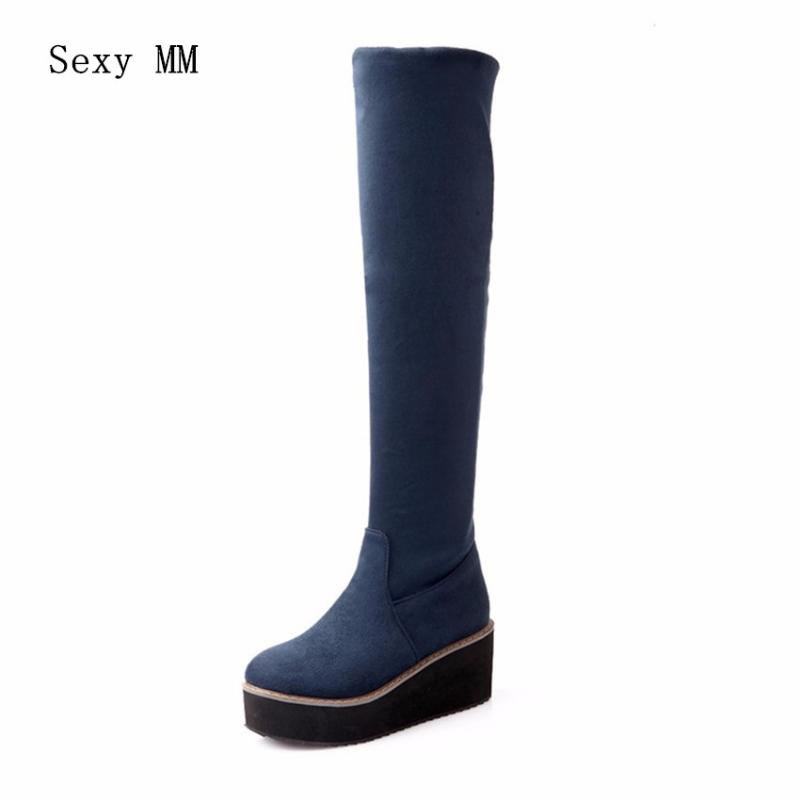 Autumn Winter Warm Platform Wedge Boots Women Over-the-Knee Boots Stretch Woman Thigh High Botas Plus Size 34-40.41.42.43, Blue
Autumn Winter Warm Platform Wedge Boots Women Over-the-Knee Boots Stretch Woman Thigh High Botas Plus Size 34-40.41.42.43, Blue