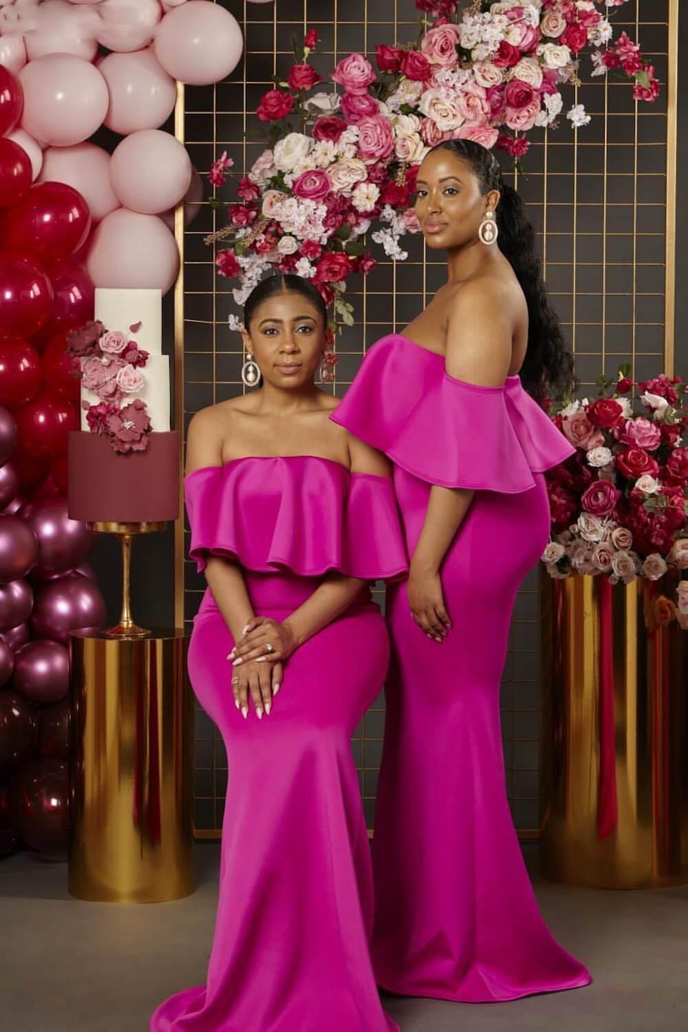 Fuchsia Bridesmaid Dresses Custom Made Plus Size Off The Shoulder Ruched Floor Length Maid Of Honor Gown African Wedding Guest Party Wear