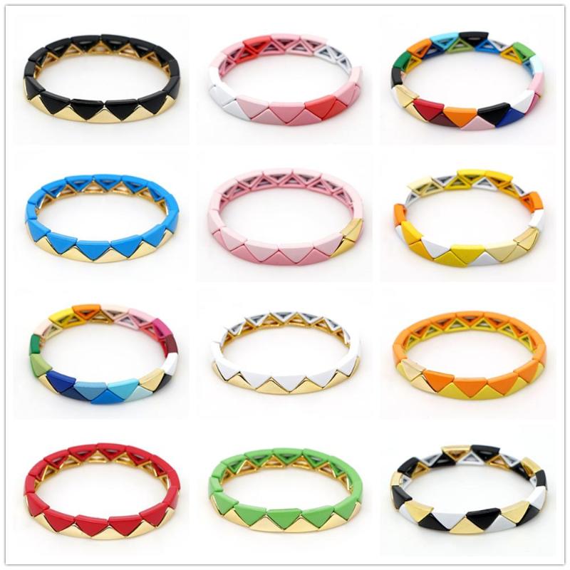 Stretch Bangles Handmade Bracelet Enamel Tile Bracelets Bohemian Women Jewelry Stackable Rainbow Color Valentine's gift
Stretch Bangles Handmade Bracelet Enamel Tile Bracelets Bohemian Women Jewelry Stackable Rainbow Color Valentine's gift