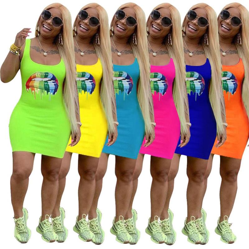 Rainbow Lips Print Sheath Mini Dress Summer Women Square Collar Sleeveless Vest Dress Casual Package Hip Party MYM-8441, Black
Rainbow Lips Print Sheath Mini Dress Summer Women Square Collar Sleeveless Vest Dress Casual Package Hip Party MYM-8441, Black