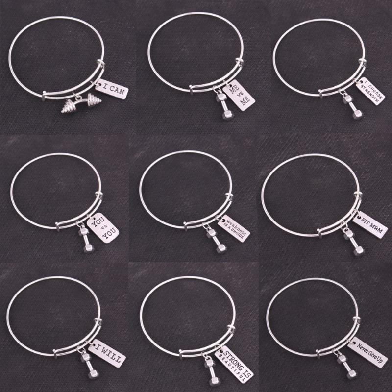 5PCS Fitness Kettle bell dumbbell barbell FIT MOM STRONG IS BEAUTIFUL Never Give Up Gym Bodybuilding charm adjustable Bangles
5PCS Fitness Kettle bell dumbbell barbell FIT MOM STRONG IS BEAUTIFUL Never Give Up Gym Bodybuilding charm adjustable Bangles