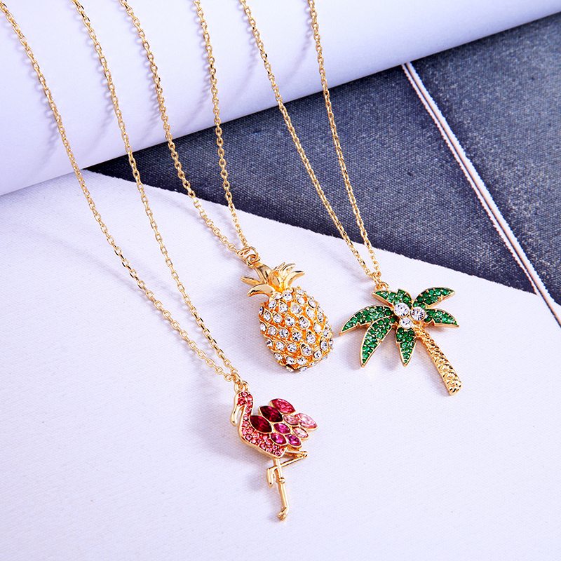 BALANBIU Crystal Necklace For Women Pineapple Flamingo Coconut Tree Pendant Necklace Gold Color New Fashion Jewelry Dropshipping, Silver
BALANBIU Crystal Necklace For Women Pineapple Flamingo Coconut Tree Pendant Necklace Gold Color New Fashion Jewelry Dropshipping, Silver