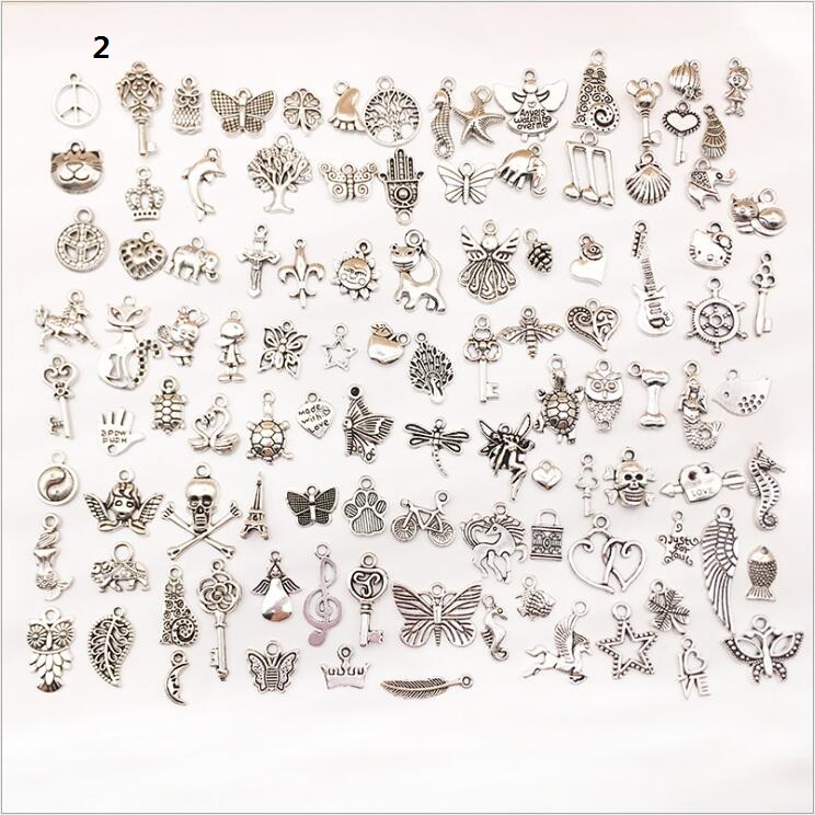 Factory Direct 100pcs Tibetan Silver Charms Small Pendants Mix Many Types Jewelry Accessories Findings Bulk fit Bracelet Necklace Making
Factory Direct 100pcs Tibetan Silver Charms Small Pendants Mix Many Types Jewelry Accessories Findings Bulk fit Bracelet Necklace Making