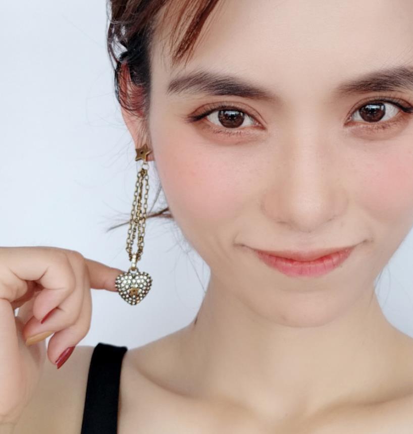 Hot Sale Love back hanging Earrings spring and summer long chain tassel peach heart PENTAGRAM NECKLACE