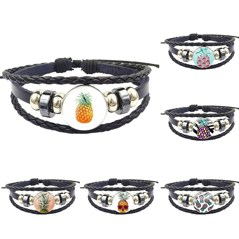 Glass Cabochon Jewelry With Statement Black Leather Bracelet Bangle For Women Jewellery Pineapple Art
Glass Cabochon Jewelry With Statement Black Leather Bracelet Bangle For Women Jewellery Pineapple Art