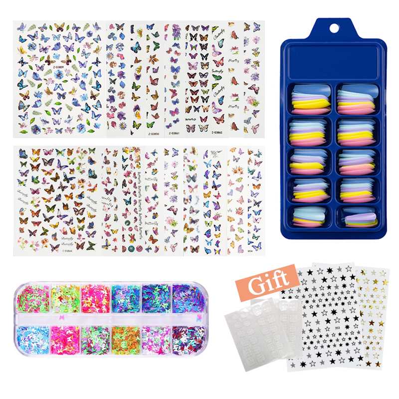 Butterfly Nail Art Decoration Set 3D Laser Holography Sticker Colourful Mix False Nails Manicure Nail Kit
Butterfly Nail Art Decoration Set 3D Laser Holography Sticker Colourful Mix False Nails Manicure Nail Kit
