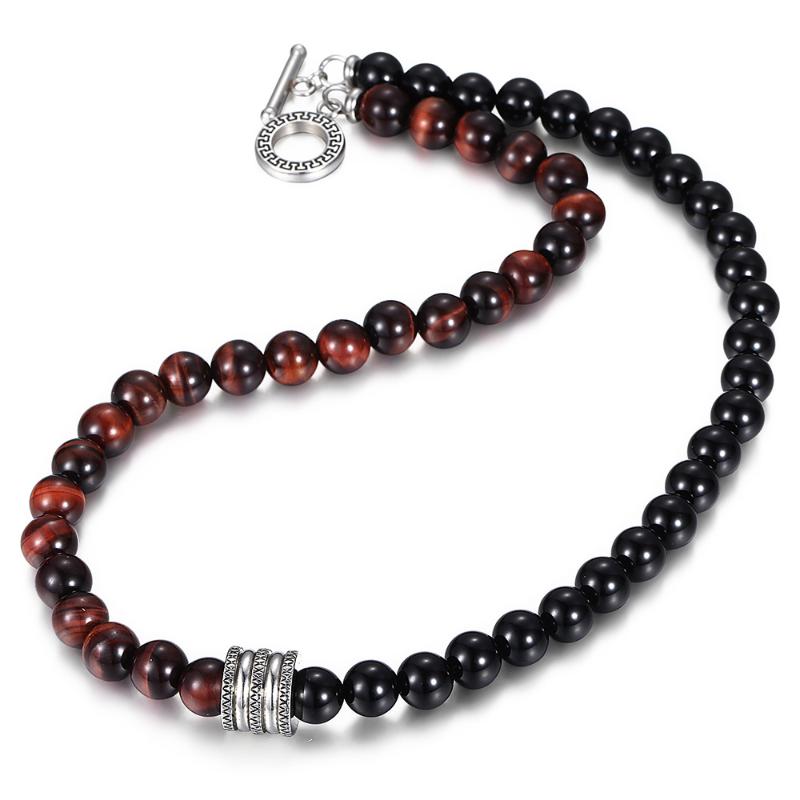Natural Stone Necklace for Men Women Mixed Black Matte Bead Red Tiger Eye Glass Bead Stainless Steel Charm Toggle Clasp TNB00104
Natural Stone Necklace for Men Women Mixed Black Matte Bead Red Tiger Eye Glass Bead Stainless Steel Charm Toggle Clasp TNB00104