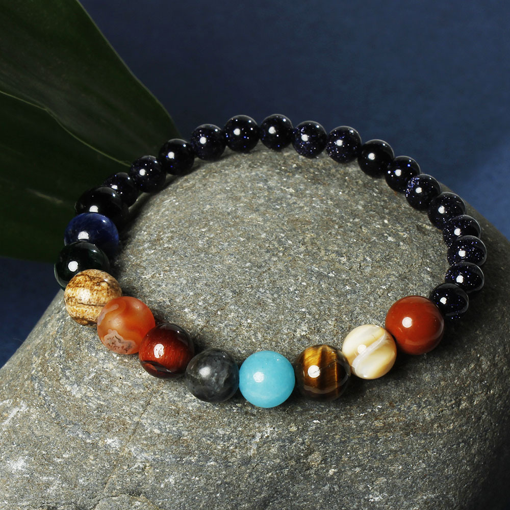Eight Planets Bead Bracelet Men Natural Stone Universe Yoga Solar Chakra Bracelet for Women Men Jewelry Gifts Drop Shipping