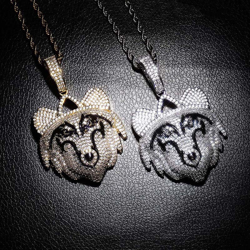 Pendant Necklaces Full CZ Zircon Wolf Head Necklace Fashion Hip Hop Animal Jewelry With 24 Inch Chain 2 Colors
Pendant Necklaces Full CZ Zircon Wolf Head Necklace Fashion Hip Hop Animal Jewelry With 24 Inch Chain 2 Colors
