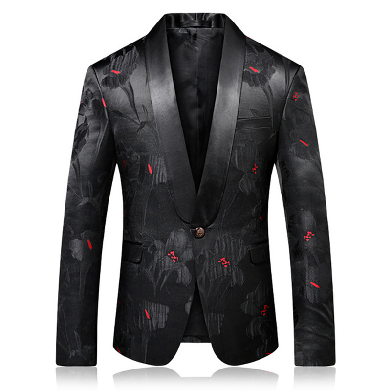 High Quality Blazer Men Luxurious Jacquard Black Red Floral Pattern Causal Suit Jacket Night Club Singers Stylish Suit Jacket, Same as image
High Quality Blazer Men Luxurious Jacquard Black Red Floral Pattern Causal Suit Jacket Night Club Singers Stylish Suit Jacket, Same as image