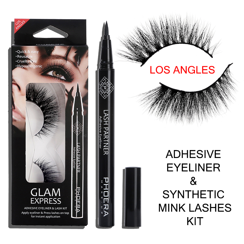 False Eyelashes Liquid Eyeliner Set Natural Long Lasting Waterproof Not-blooming 9D Imitation Mink Hair Self-adhesive Eyelashes