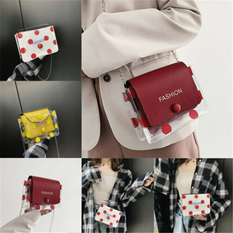 New Women Transparent Bag Clear PVC Jelly Chain Bag Tote Crossbody Shoulder Bags, Red 
New Women Transparent Bag Clear PVC Jelly Chain Bag Tote Crossbody Shoulder Bags, Red