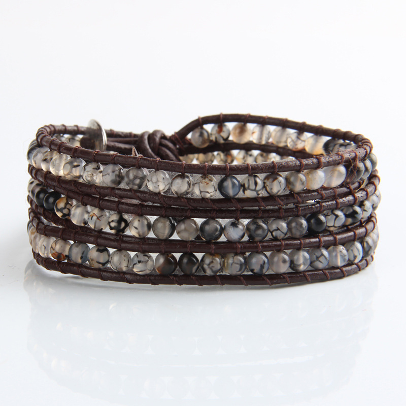 Women Men Round Bead Bracelet 4mm Natural Black Stone Leather Charm Strand Handmade Woven Wrap Bracelet Jewelry
Women Men Round Bead Bracelet 4mm Natural Black Stone Leather Charm Strand Handmade Woven Wrap Bracelet Jewelry