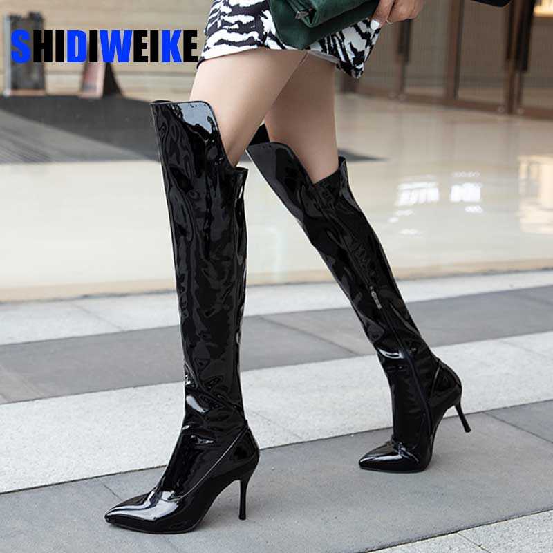 Sexy Mirror Leather Thigh High Boots Women Thin Heels Over The Knee Boots For Women Point Toe Fetish Party Long Shoes AC068, White
Sexy Mirror Leather Thigh High Boots Women Thin Heels Over The Knee Boots For Women Point Toe Fetish Party Long Shoes AC068, White