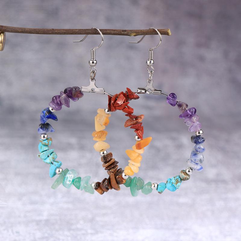 Women 7 Chakra Hoop Earrings Colorful Natural Stone Beads Big Circle Earring Fashion Jewelry Earring Hoops For Women Girls
Women 7 Chakra Hoop Earrings Colorful Natural Stone Beads Big Circle Earring Fashion Jewelry Earring Hoops For Women Girls