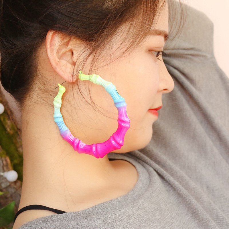 MOFLO New Punk Big Hoop Earrings Pendiente Large Neon Color Bamboo Earrings for Women
MOFLO New Punk Big Hoop Earrings Pendiente Large Neon Color Bamboo Earrings for Women