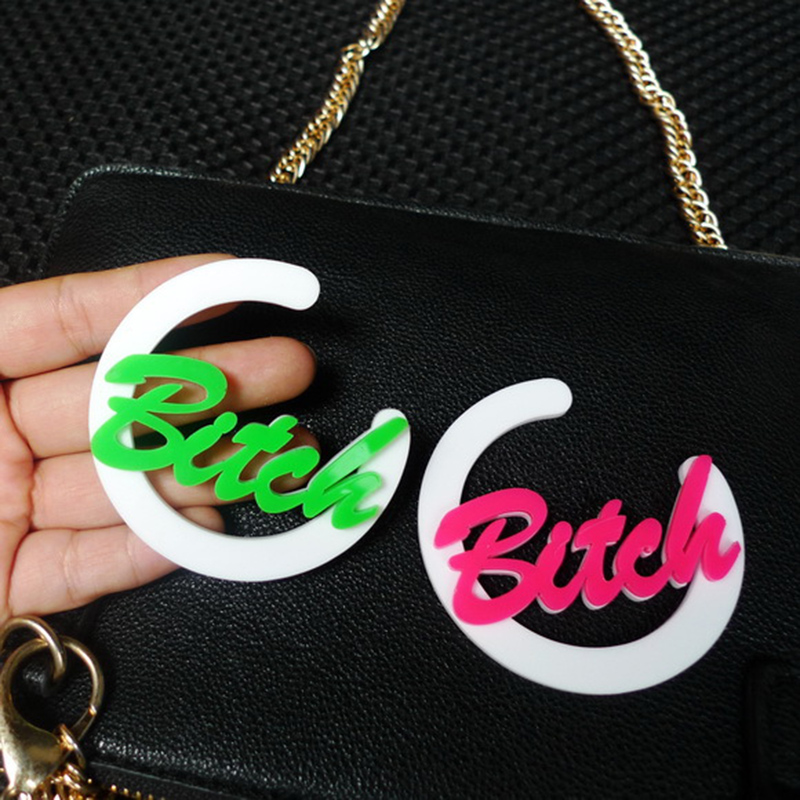 Fashion Semicircle Letter "Bitch" Drop Earrings For women fluorescence color Big Acrylic Earrings for Party Nightclub E18069
Fashion Semicircle Letter "Bitch" Drop Earrings For women fluorescence color Big Acrylic Earrings for Party Nightclub E18069