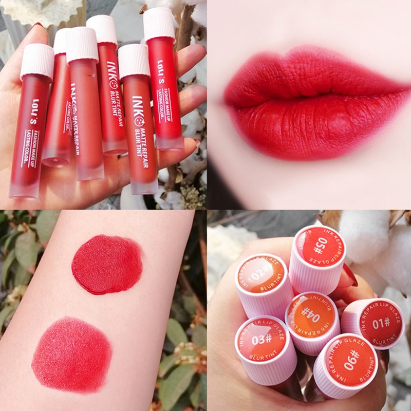 Luxury Lip gloss Matte Waterproof Velvet Lip Stick 6 Colors Sexy Dark Red Pigments Makeup Matte gloss, 01